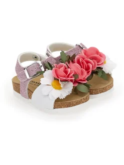 Sandali glitter con fiori