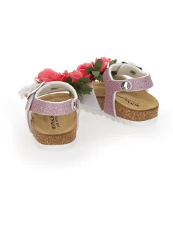 Sandali glitter con fiori