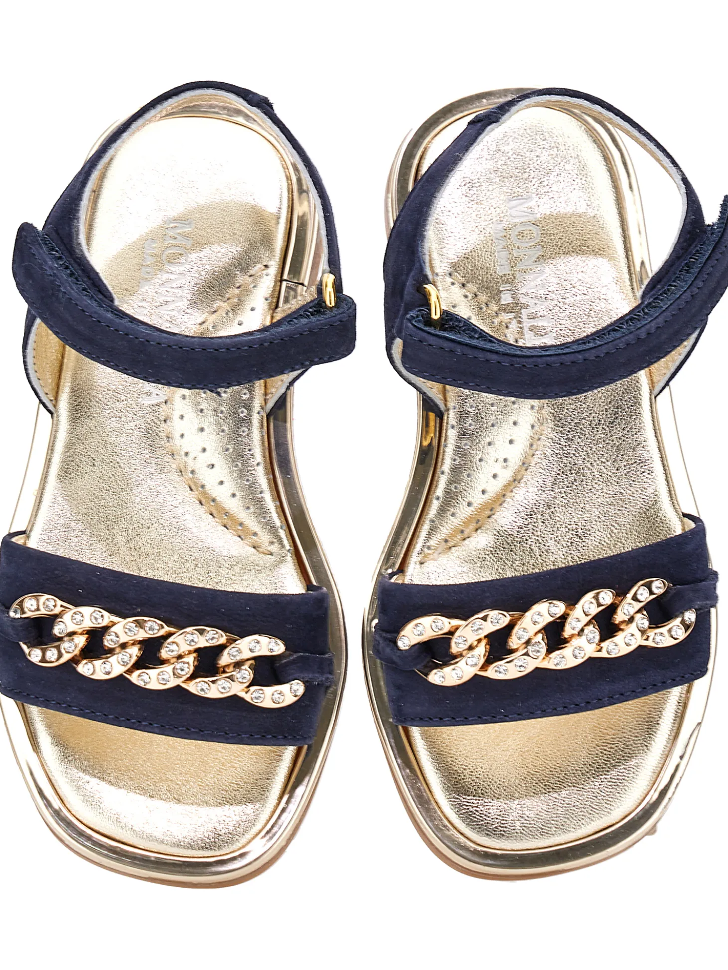 Sandali nappa con catena strass