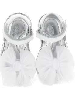 Sandali pelle con fiocchi tulle