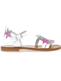 Sandali pelle con stelle glitter