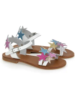 Sandali pelle con stelle glitter