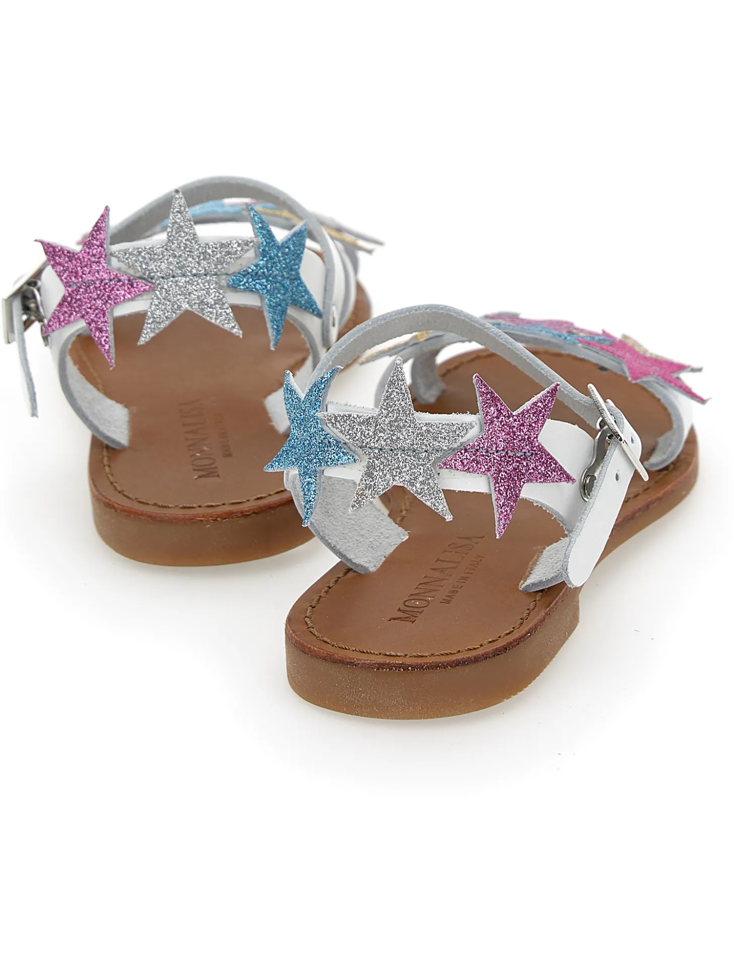 Sandali pelle con stelle glitter