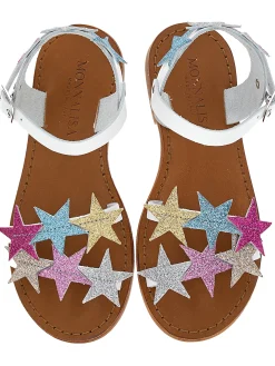 Sandali pelle con stelle glitter