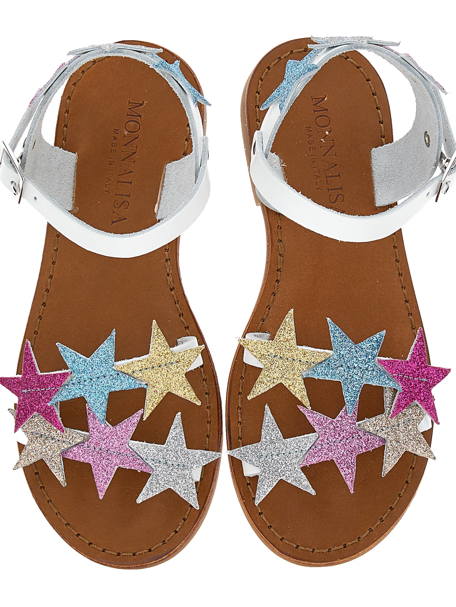 Sandali pelle con stelle glitter