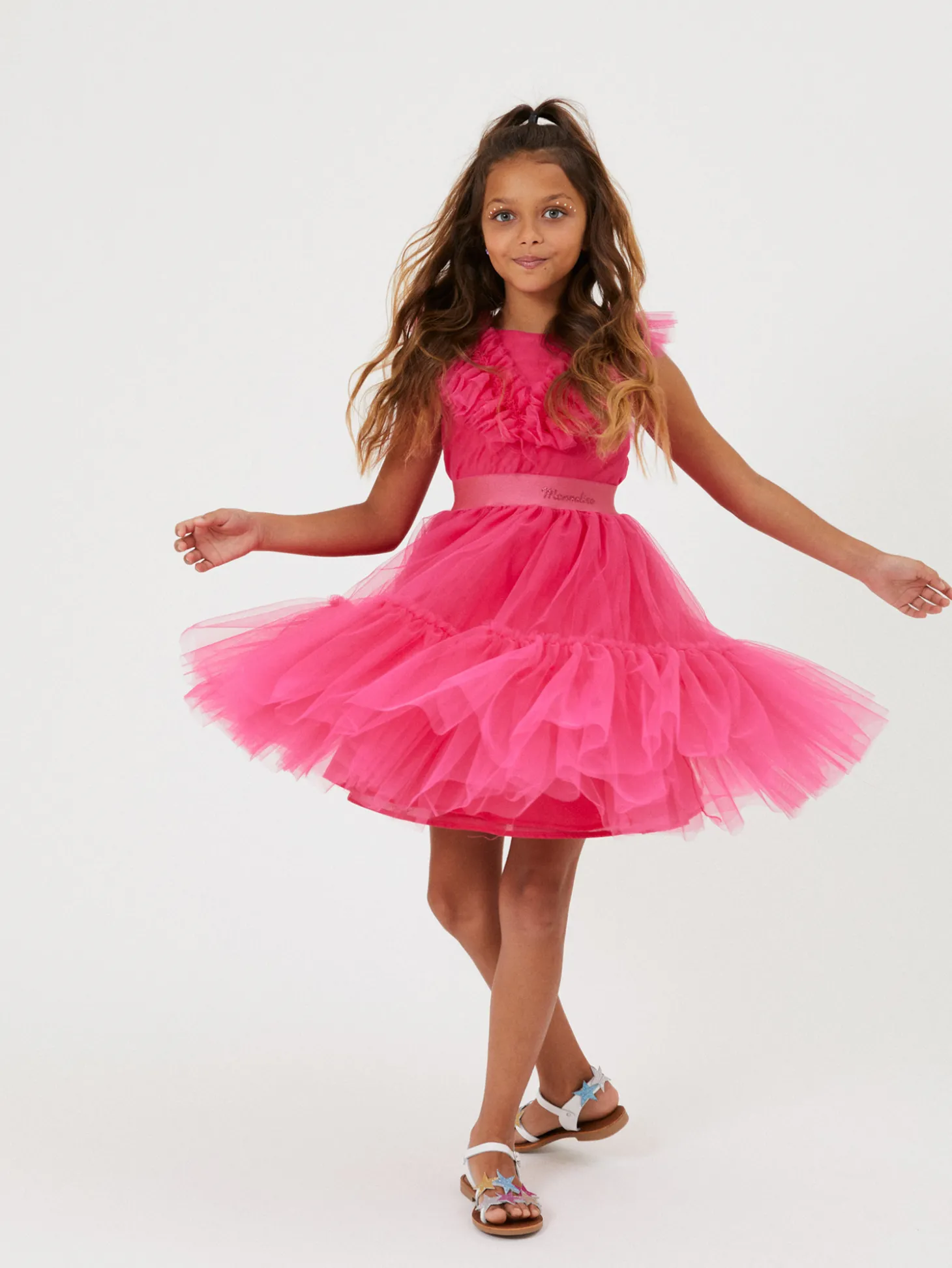 Sandali pelle con stelle glitter