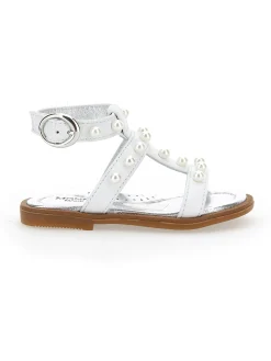 Sandali pelle laminata con perle
