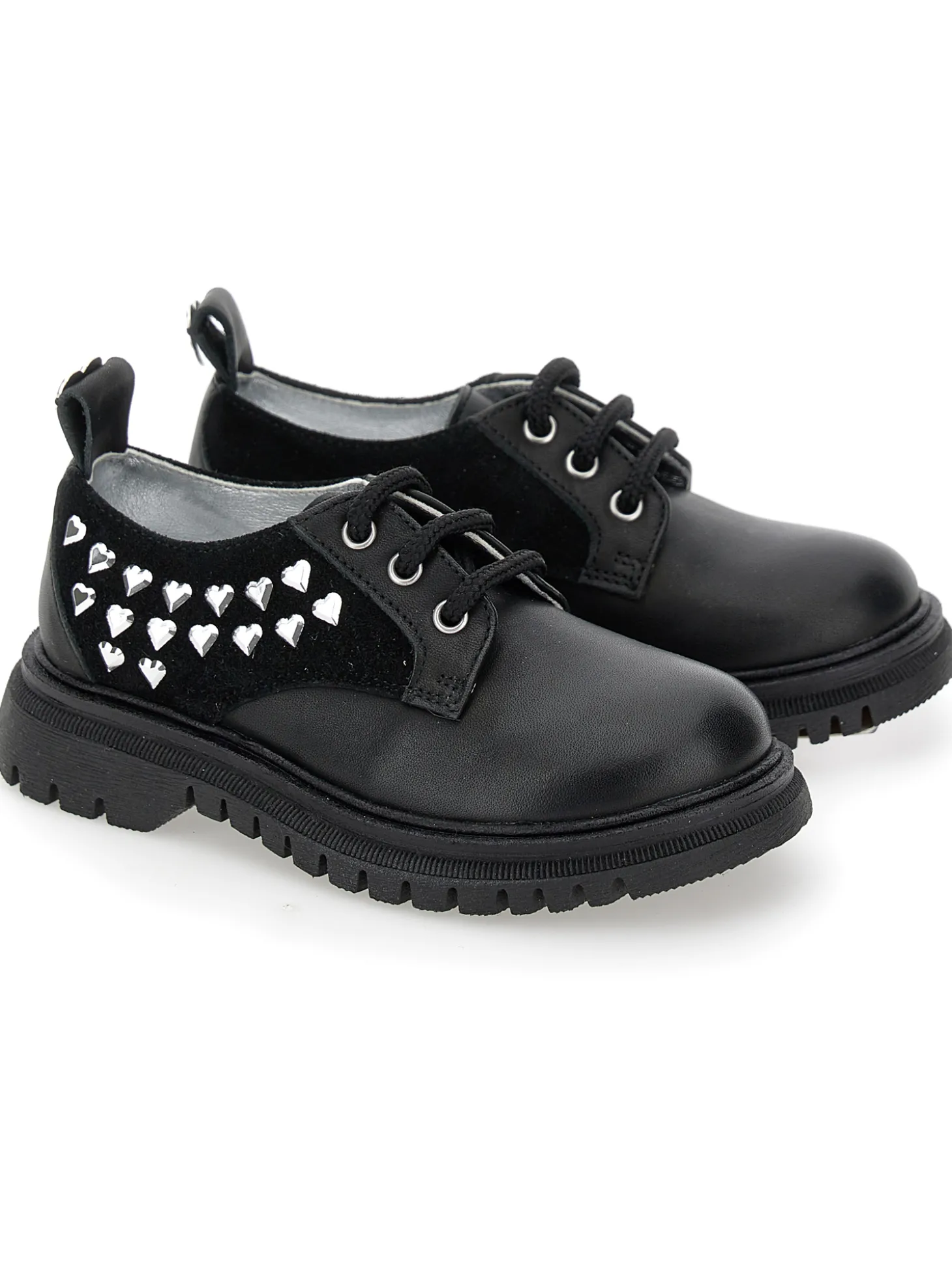 Scarpe pelle stringata con borchiette
