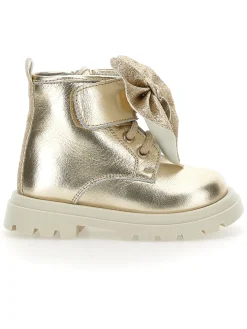 Scarponcini pelle con fiocco glitter