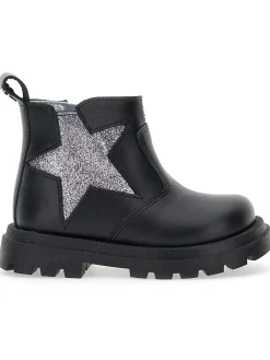 Scarponcini pelle con stella glitter
