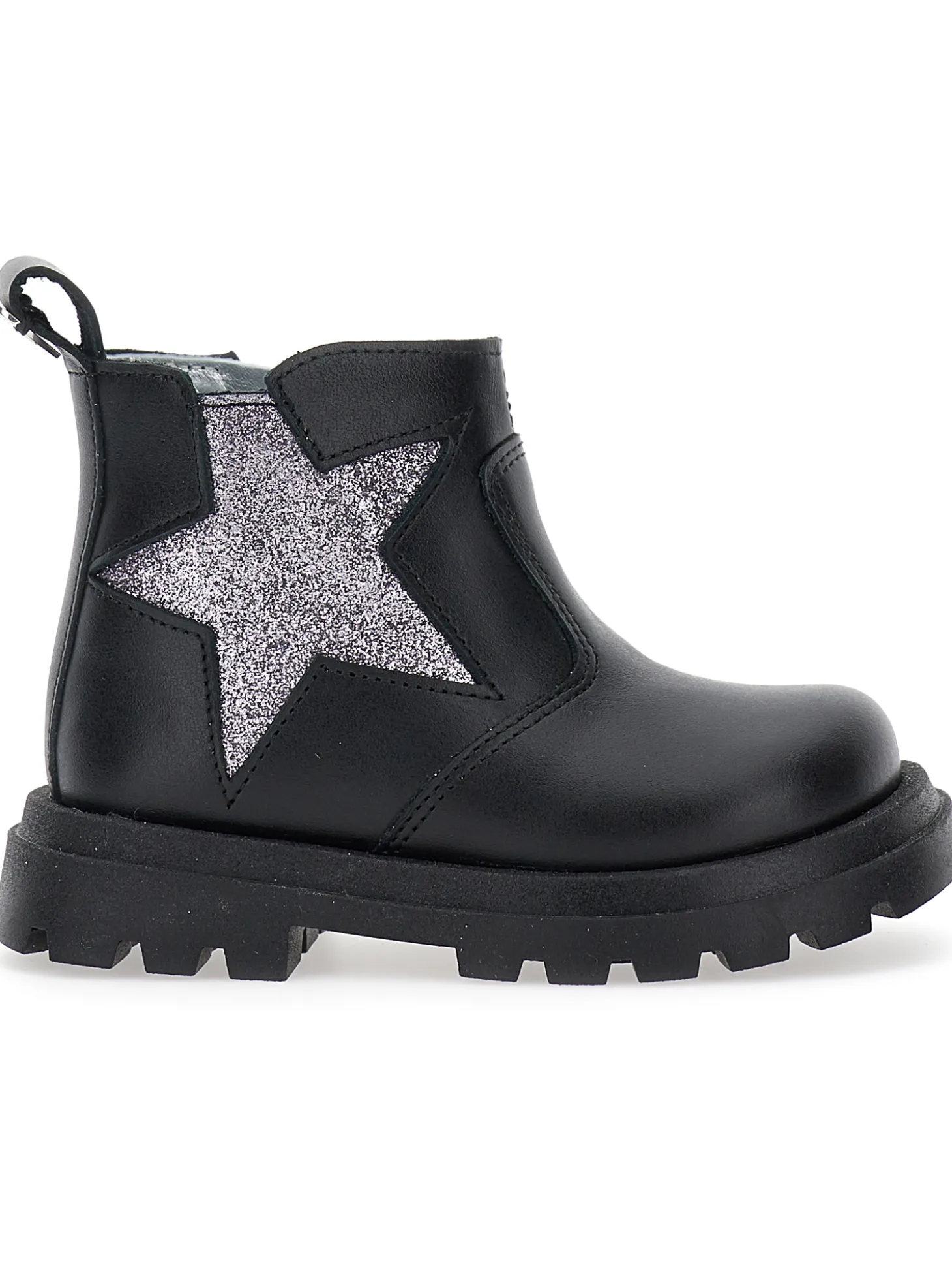 Scarponcini pelle con stella glitter