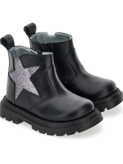 Scarponcini pelle con stella glitter