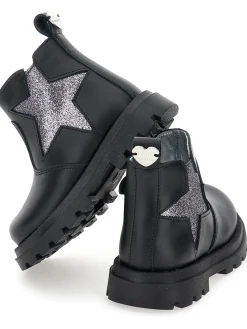 Scarponcini pelle con stella glitter