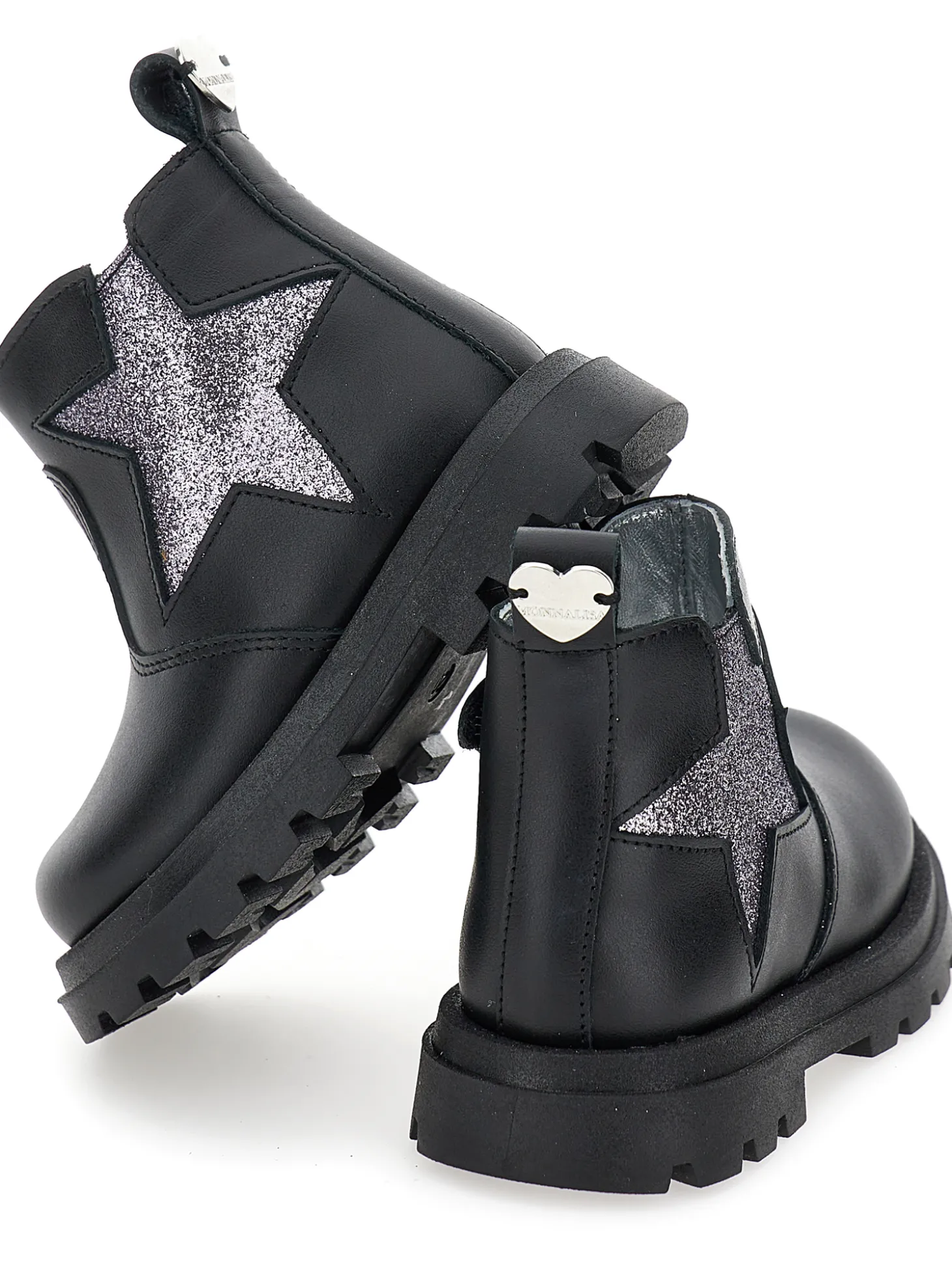 Scarponcini pelle con stella glitter