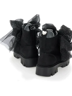 Scarponcini pelle fiocco glitter