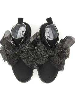 Scarponcini pelle fiocco glitter