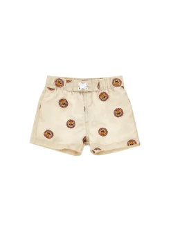 Shorts beach con dettaglio ricamo leone
