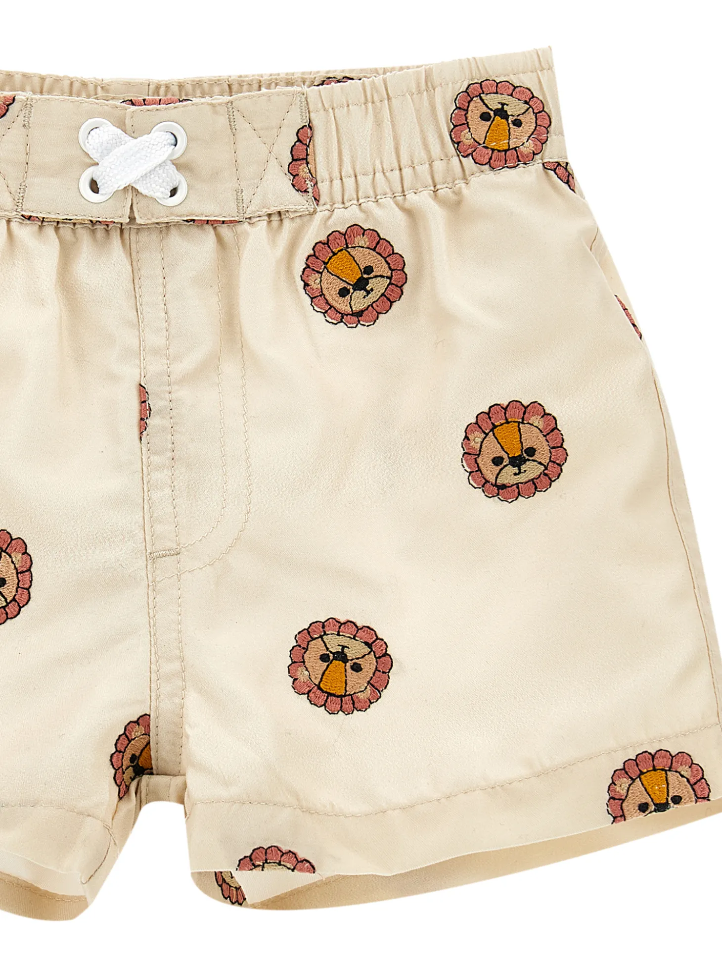 Shorts beach con dettaglio ricamo leone