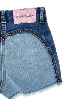 Shorts denim felpa ricamati