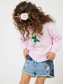 Shorts denim felpa ricamati