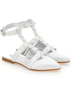 Slingback pelle con perle
