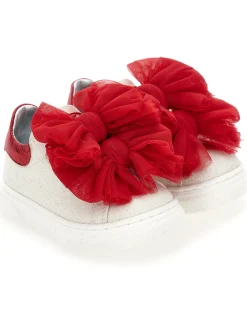 Sneaker glitter con fiocchi
