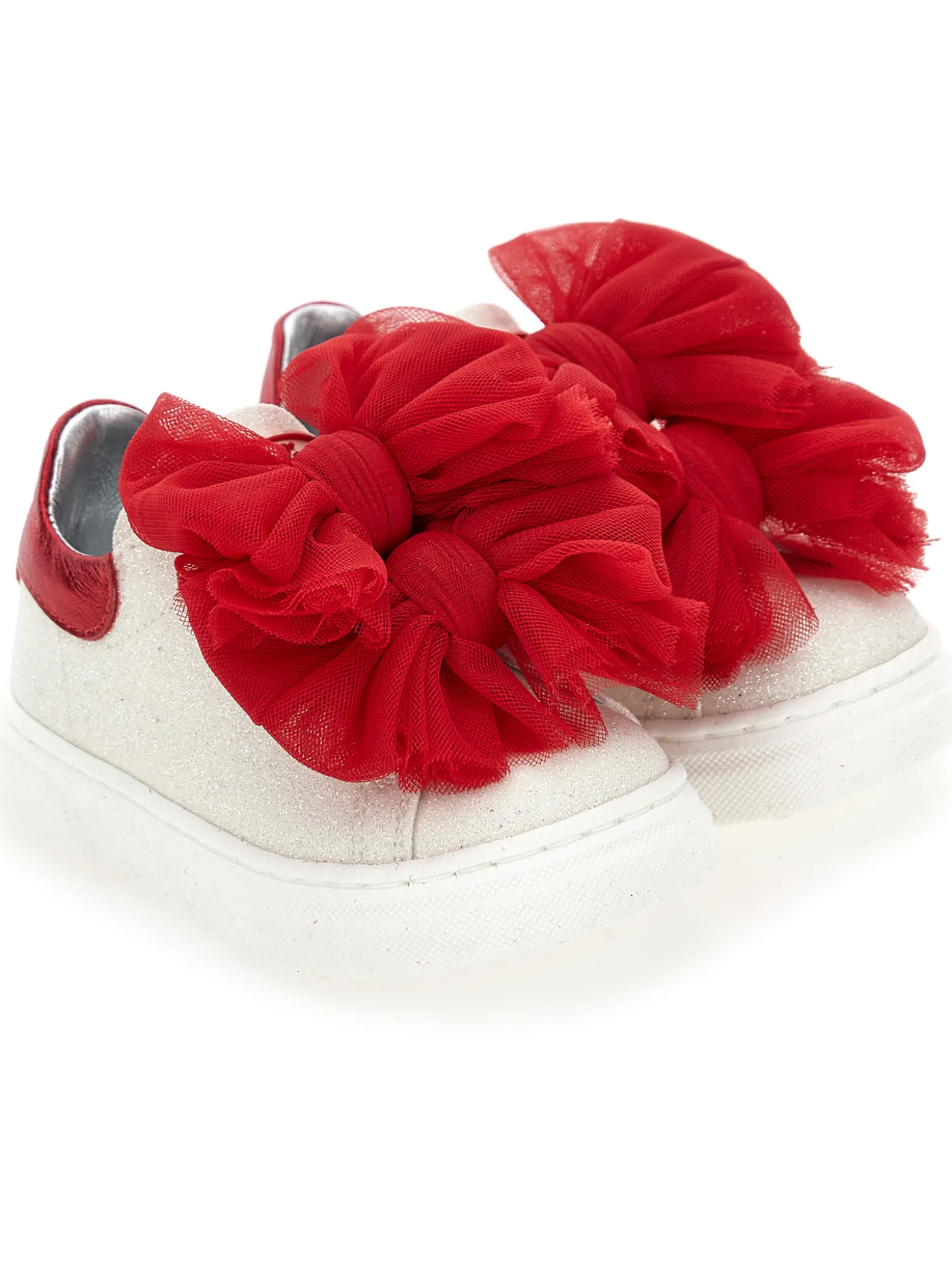 Sneaker glitter con fiocchi