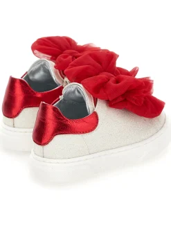 Sneaker glitter con fiocchi
