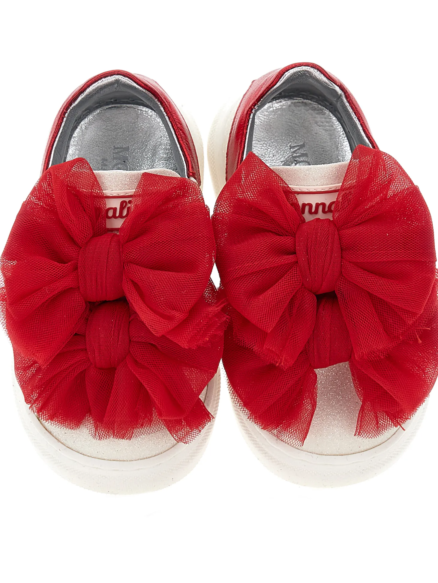 Sneaker glitter con fiocchi