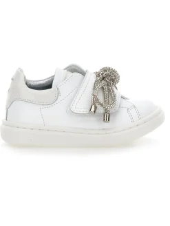 Sneakers pelle con dettagli glitter