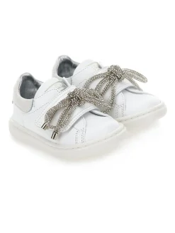 Sneakers pelle con dettagli glitter