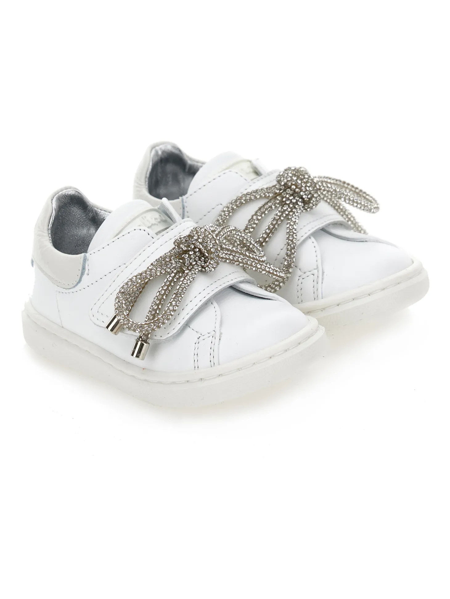 Sneakers pelle con dettagli glitter