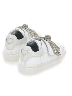 Sneakers pelle con dettagli glitter