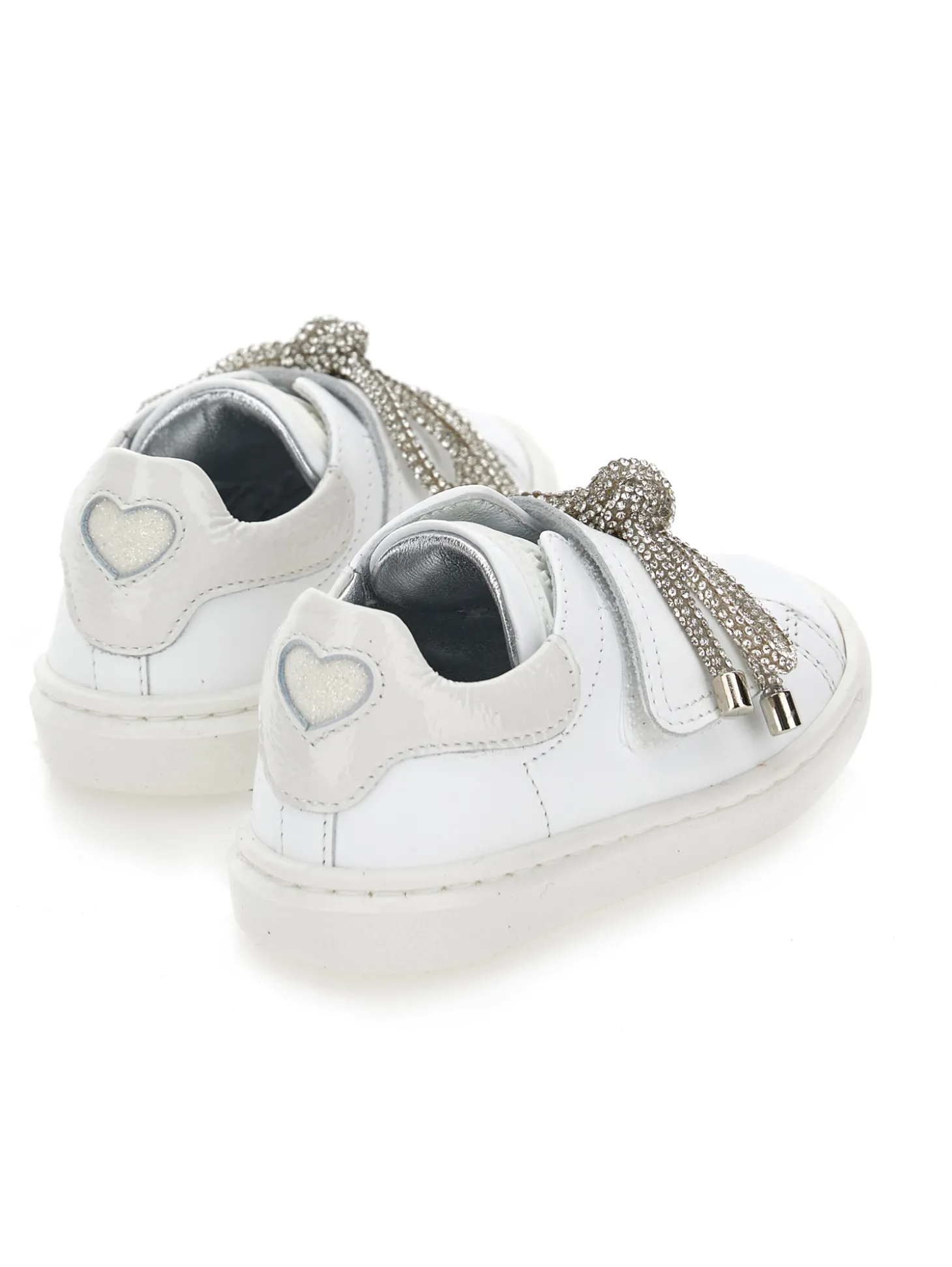 Sneakers pelle con dettagli glitter