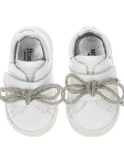 Sneakers pelle con dettagli glitter