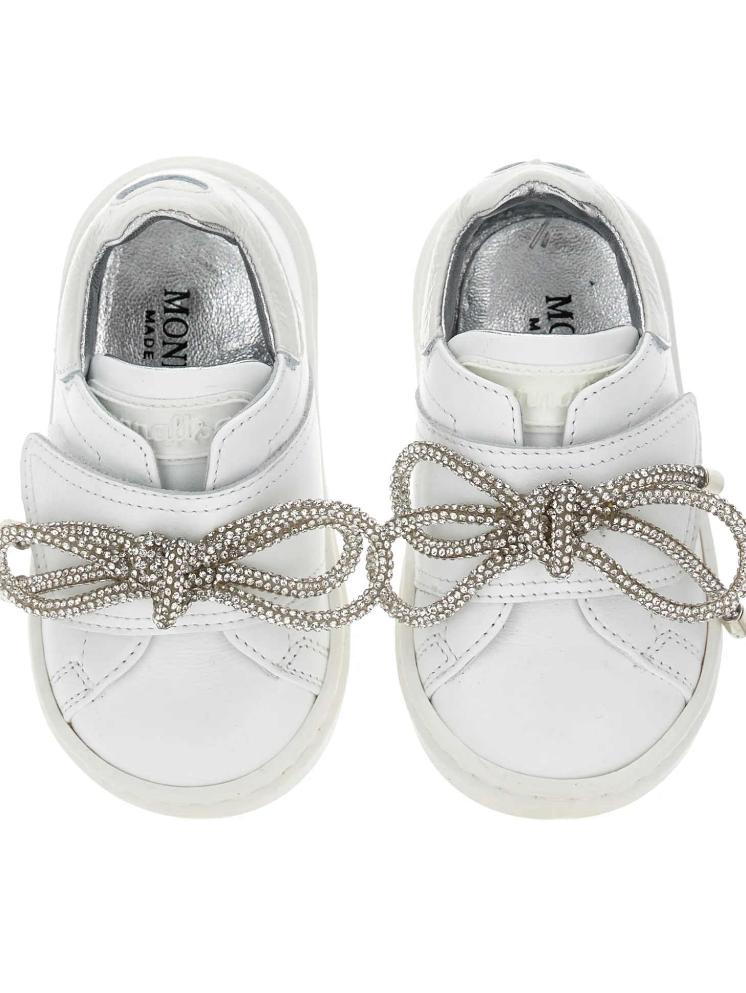 Sneakers pelle con dettagli glitter