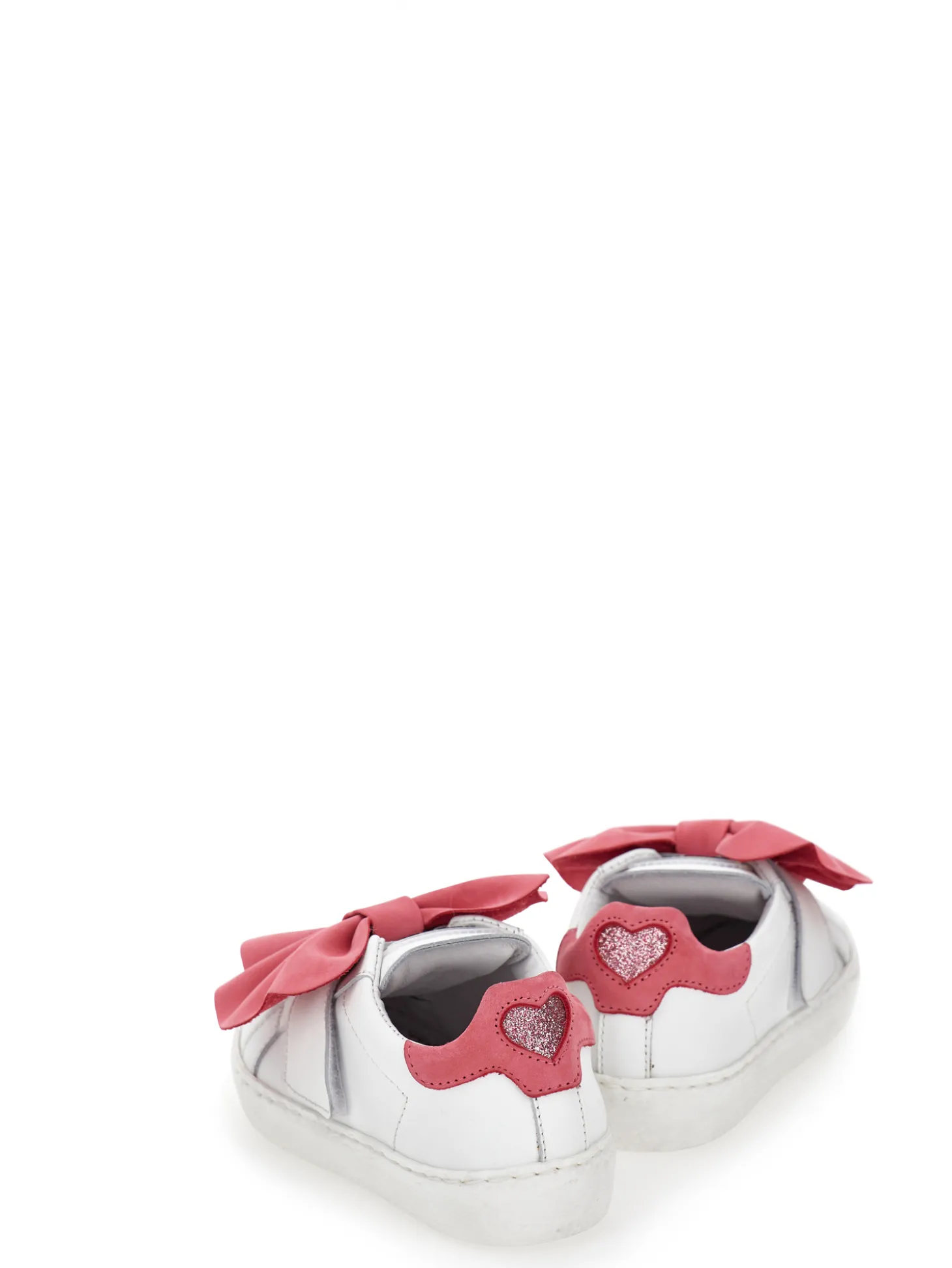 Sneakers pelle con fiocco