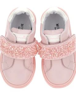Sneakers pelle con strass degrad&eacute;