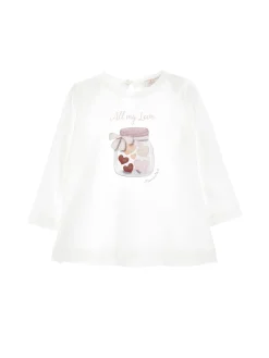 T shirt jersey stampa cuori in barattolo