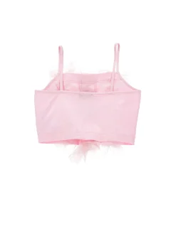 Top cotone con rouches tulle