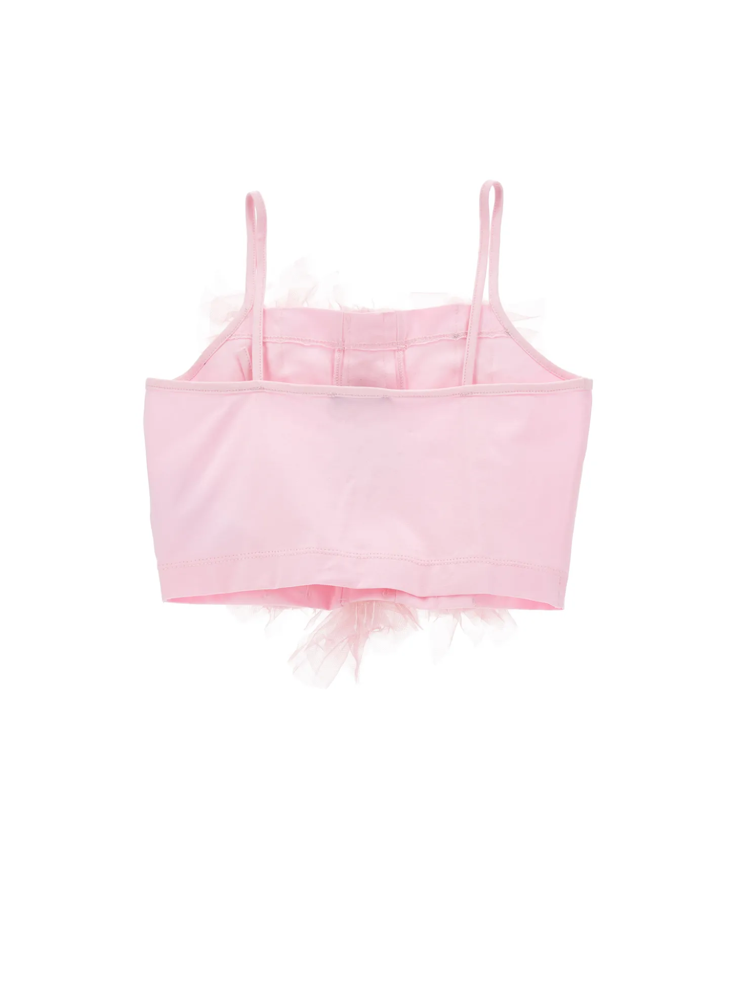Top cotone con rouches tulle