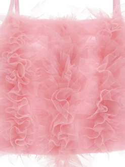 Top cotone con rouches tulle