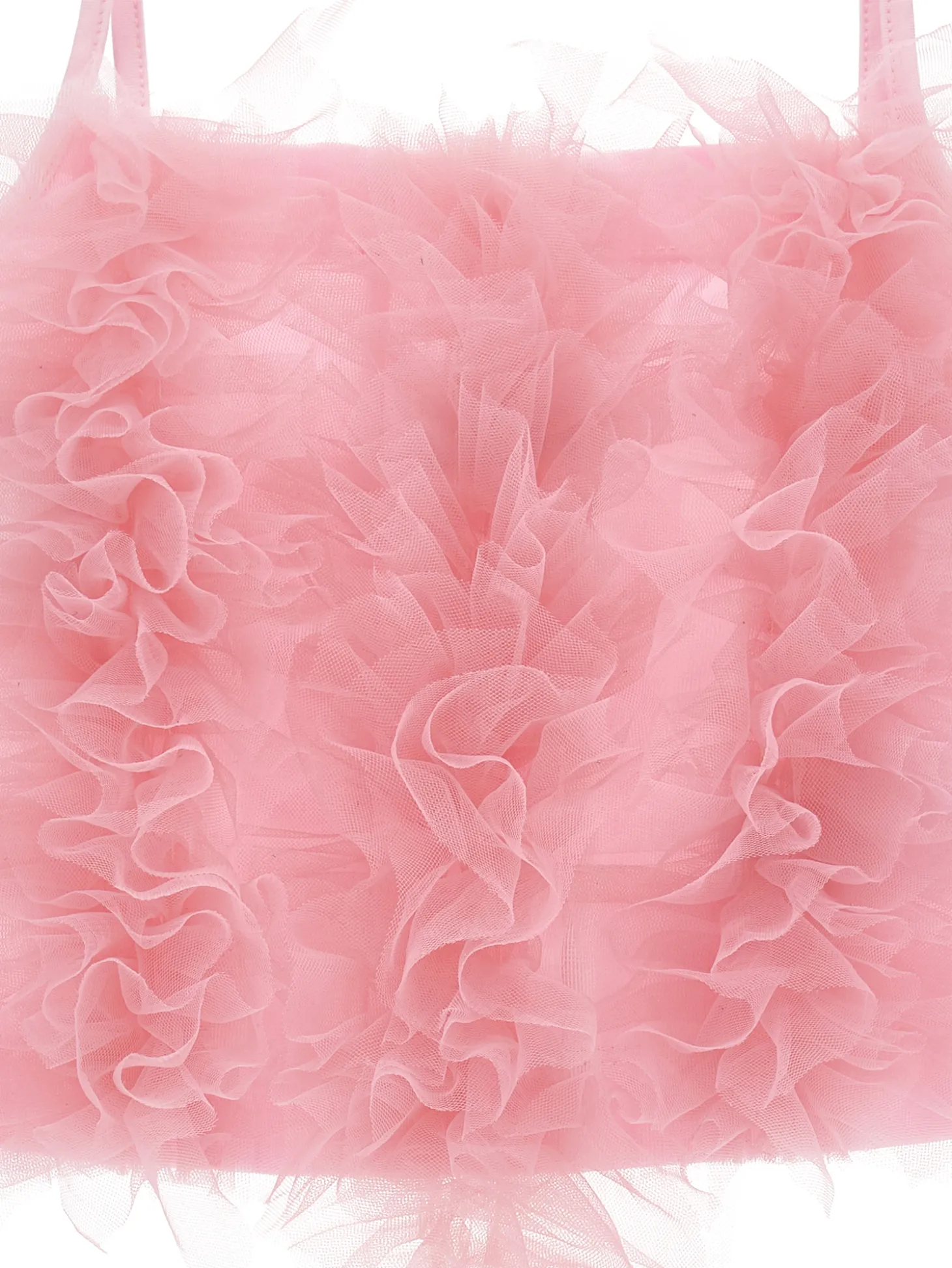 Top cotone con rouches tulle