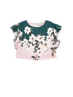 Top cropped stampa magnolie
