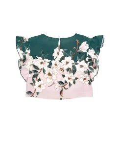 Top cropped stampa magnolie