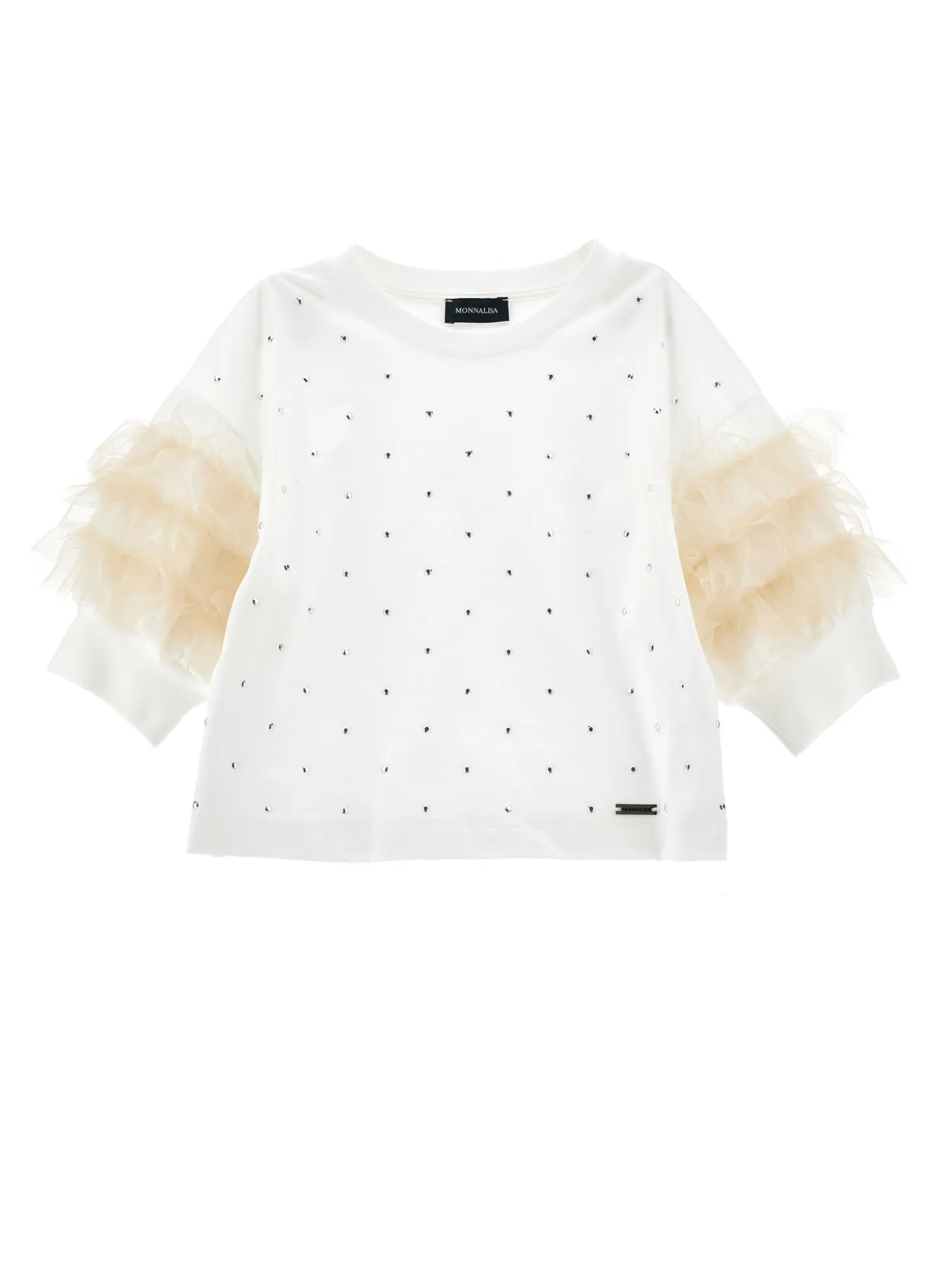 Top jersey strass e tulle