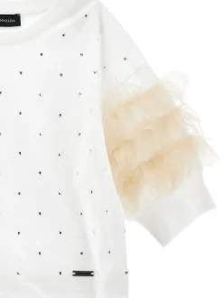 Top jersey strass e tulle