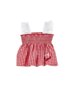Top vichy e ricamo sangallo