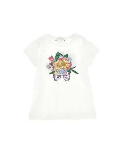 T-shirt  bouquet con strass