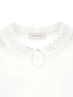 T-shirt con colletto strass